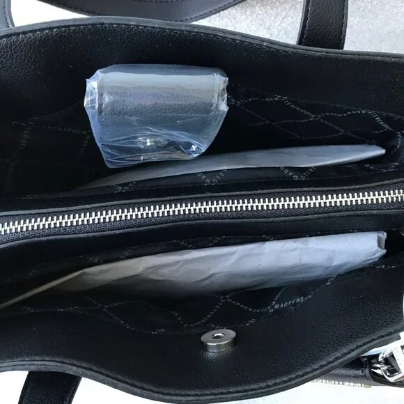 STEVE MADDEN BGRAMER Black SATCHEL/Crossbody 3 compartments inside w Card Case - Picture 4 of 10